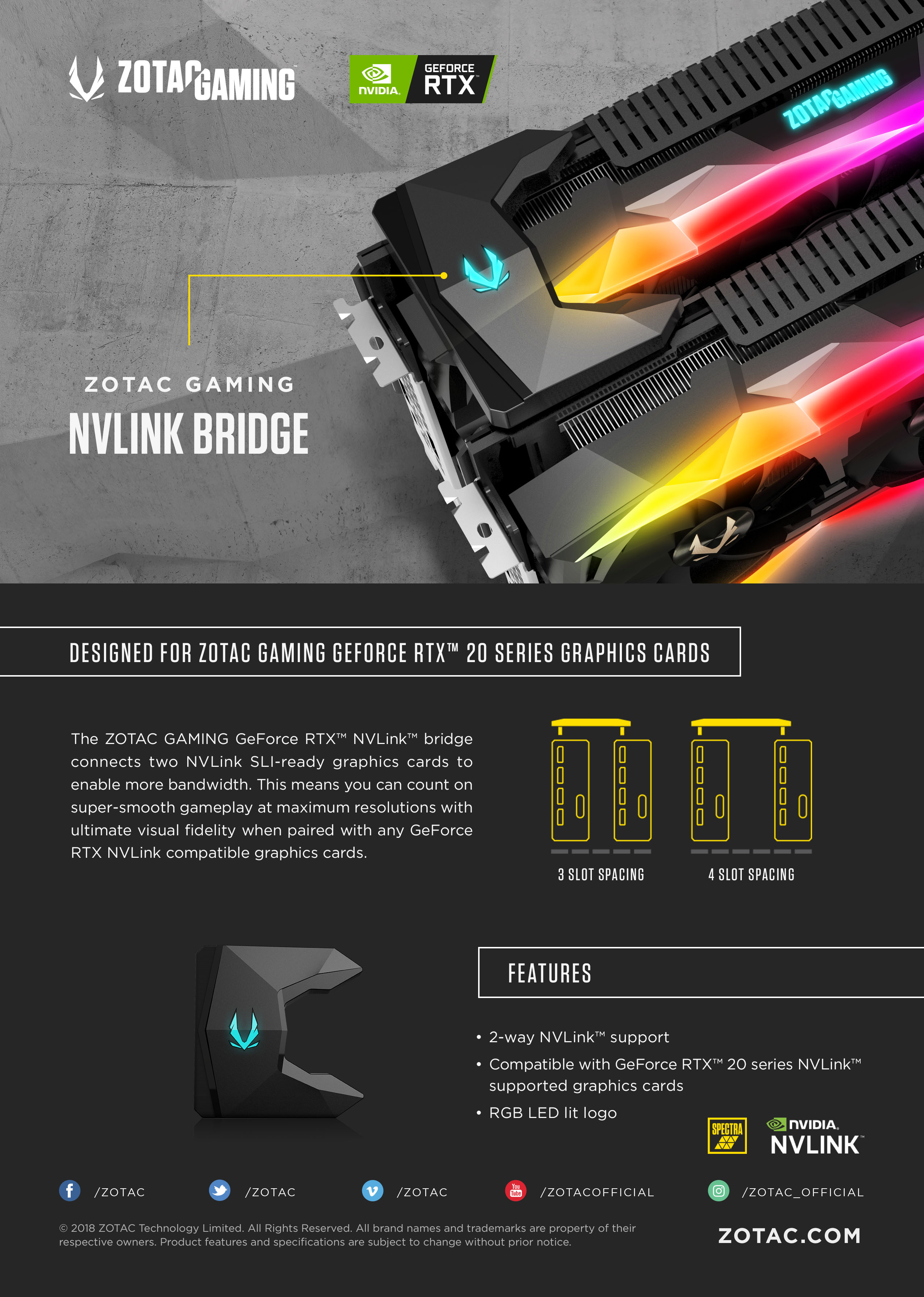 ZOTAC GAMING NVLink Bridge (3-Slot) | ZOTAC